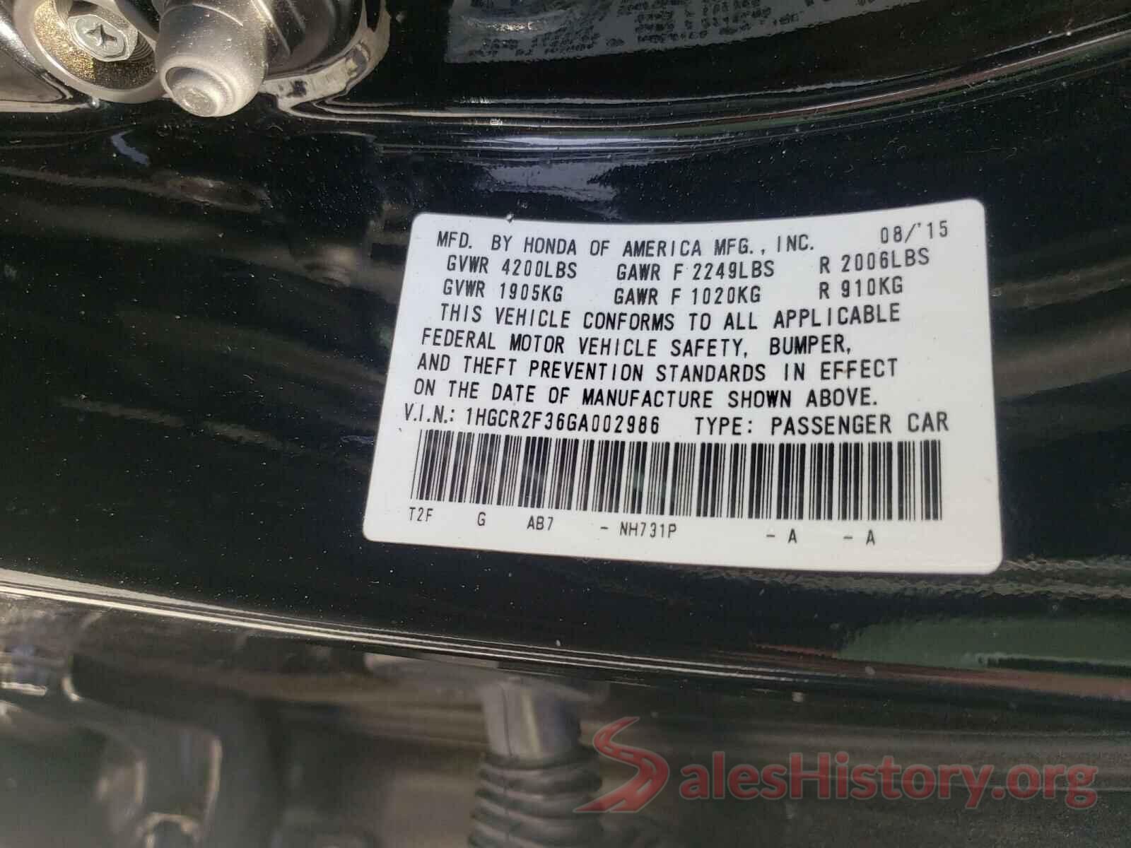 1HGCR2F36GA002986 2016 HONDA ACCORD