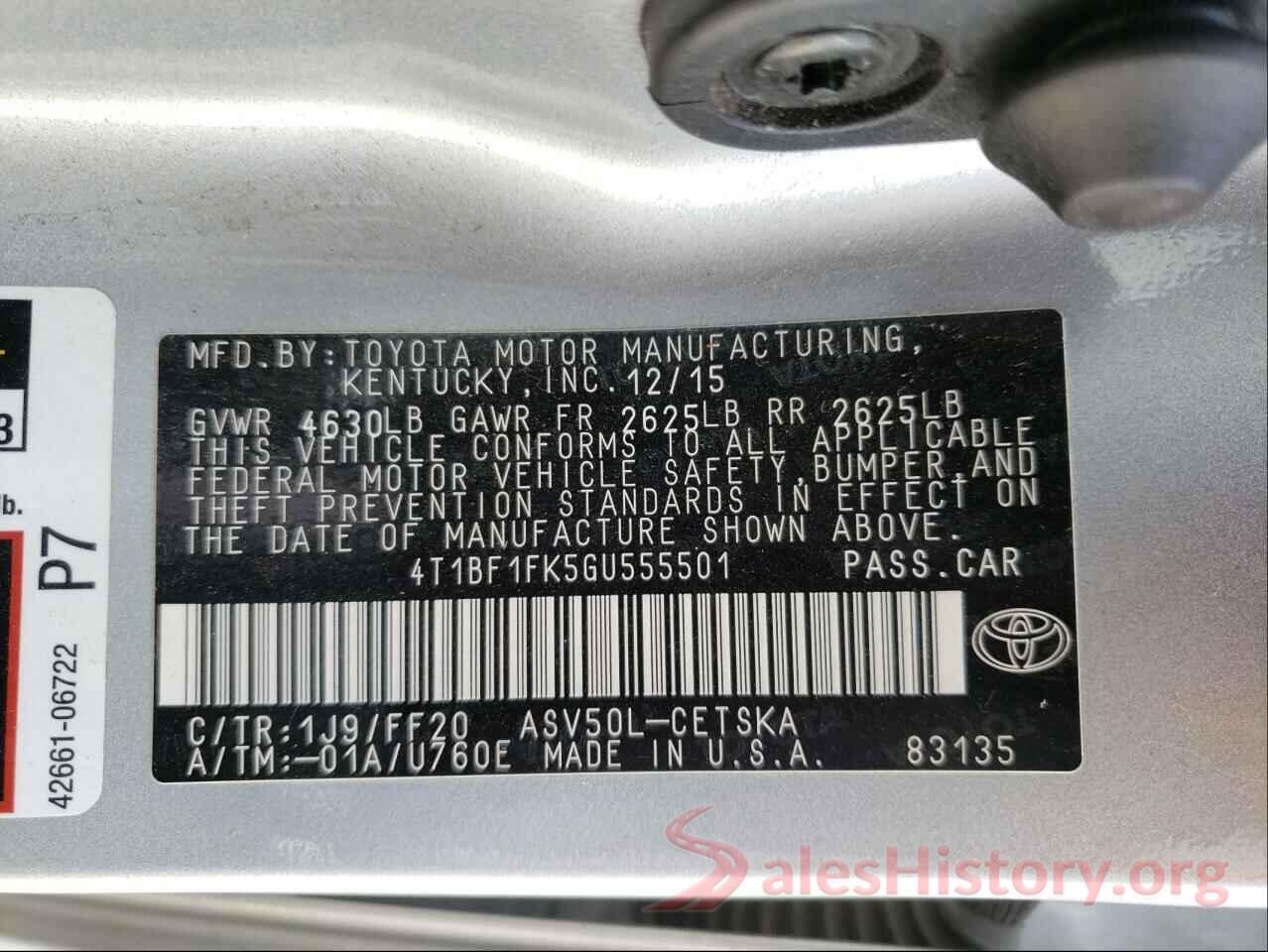 4T1BF1FK5GU555501 2016 TOYOTA CAMRY