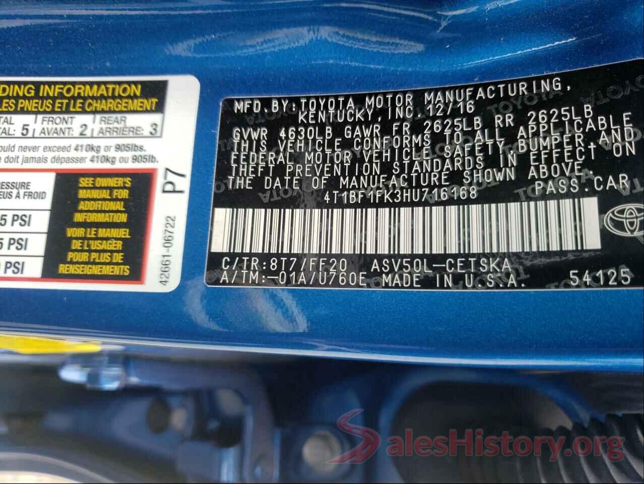 4T1BF1FK3HU716168 2017 TOYOTA CAMRY