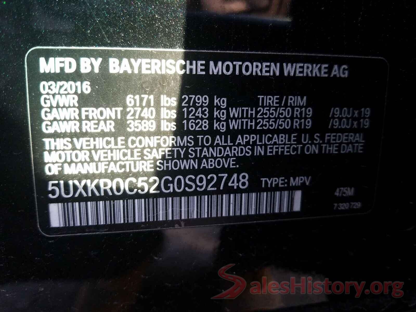 5UXKR0C52G0S92748 2016 BMW X5