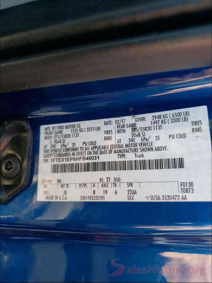 1FTEX1EP6HFB48031 2017 FORD F150