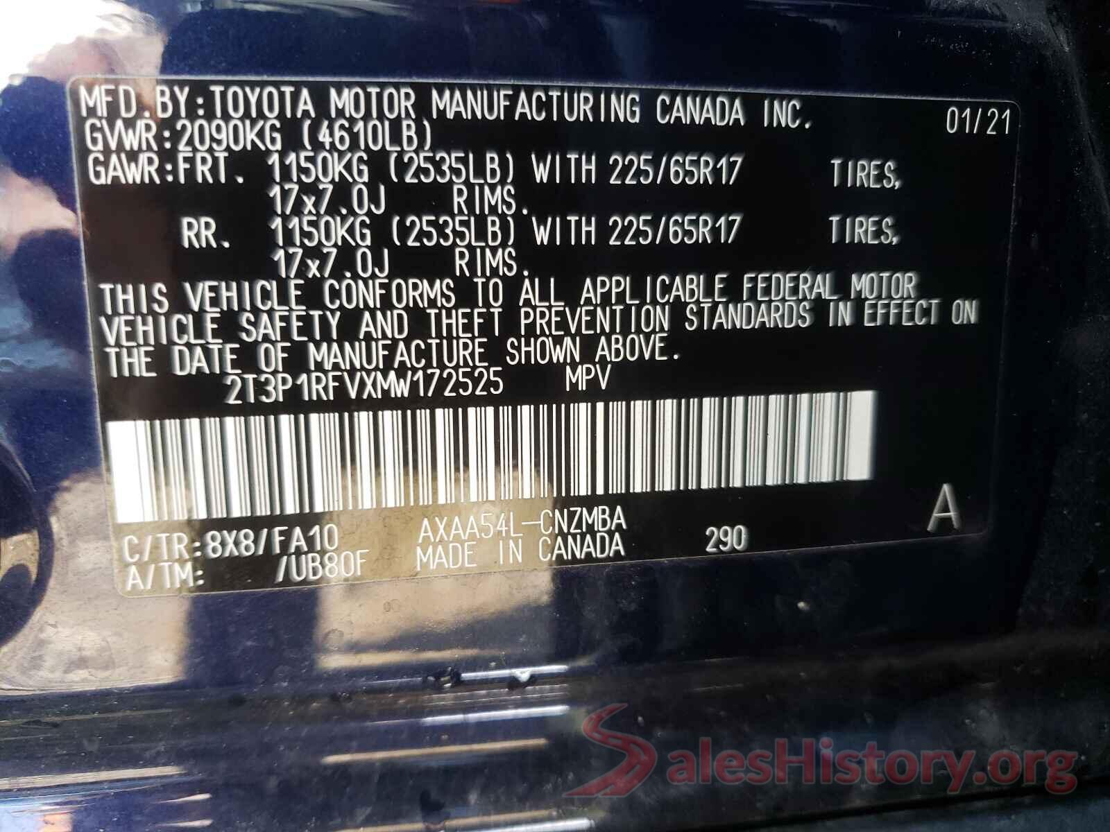 2T3P1RFVXMW172525 2021 TOYOTA RAV4