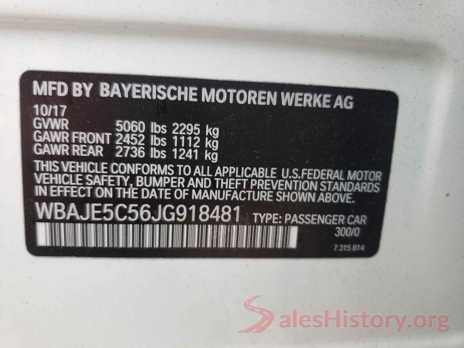 WBAJE5C56JG918481 2018 BMW 5 SERIES