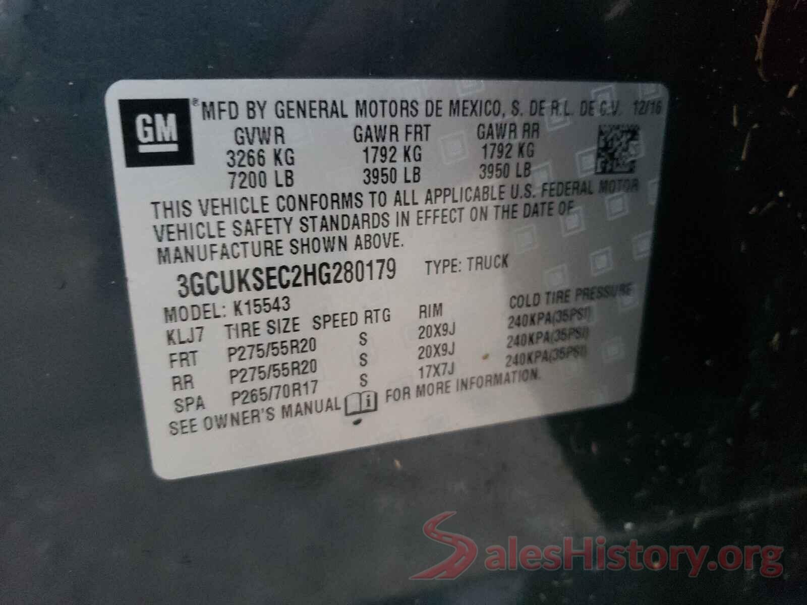 3GCUKSEC2HG280179 2017 CHEVROLET SILVERADO