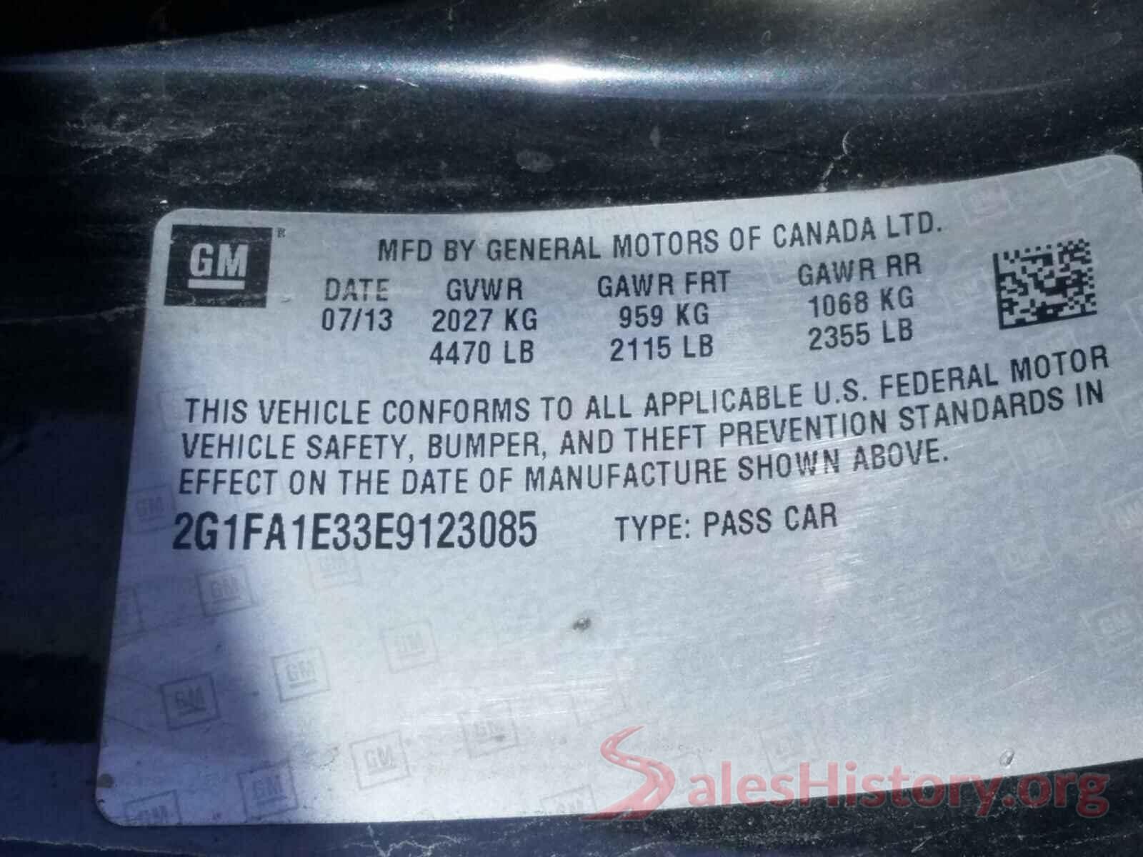 2G1FA1E33E9123085 2014 CHEVROLET CAMARO