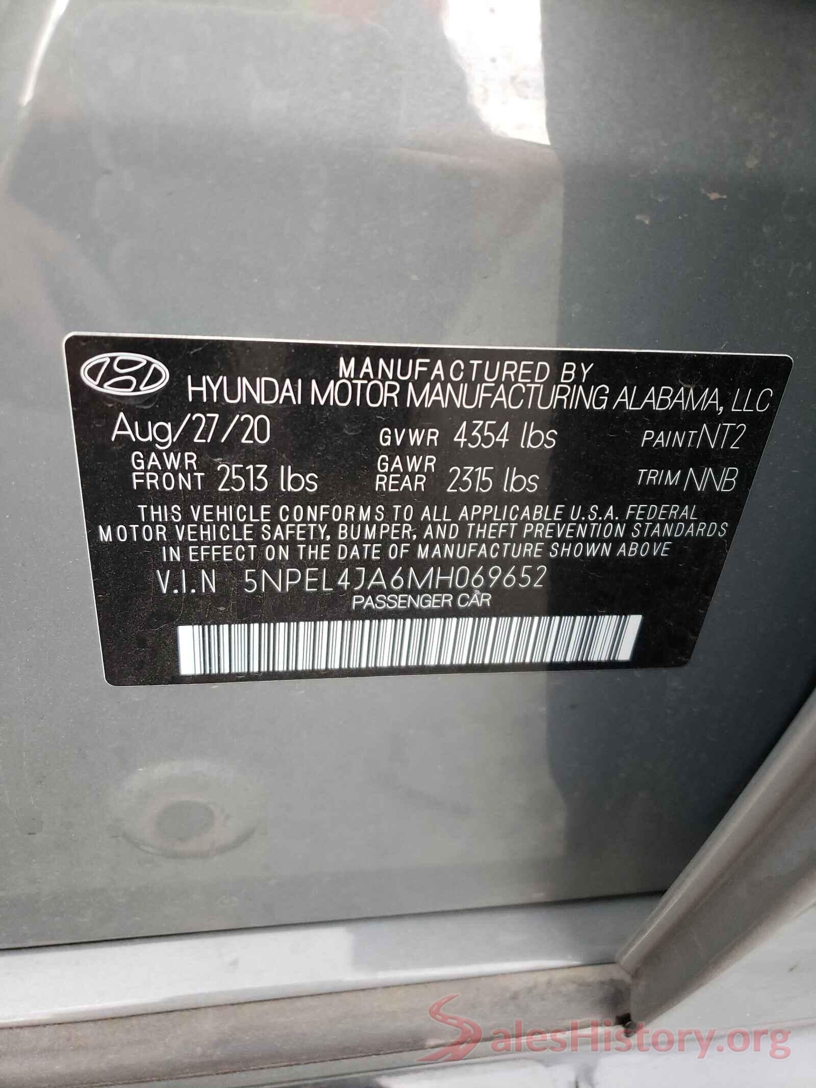 5NPEL4JA6MH069652 2021 HYUNDAI SONATA