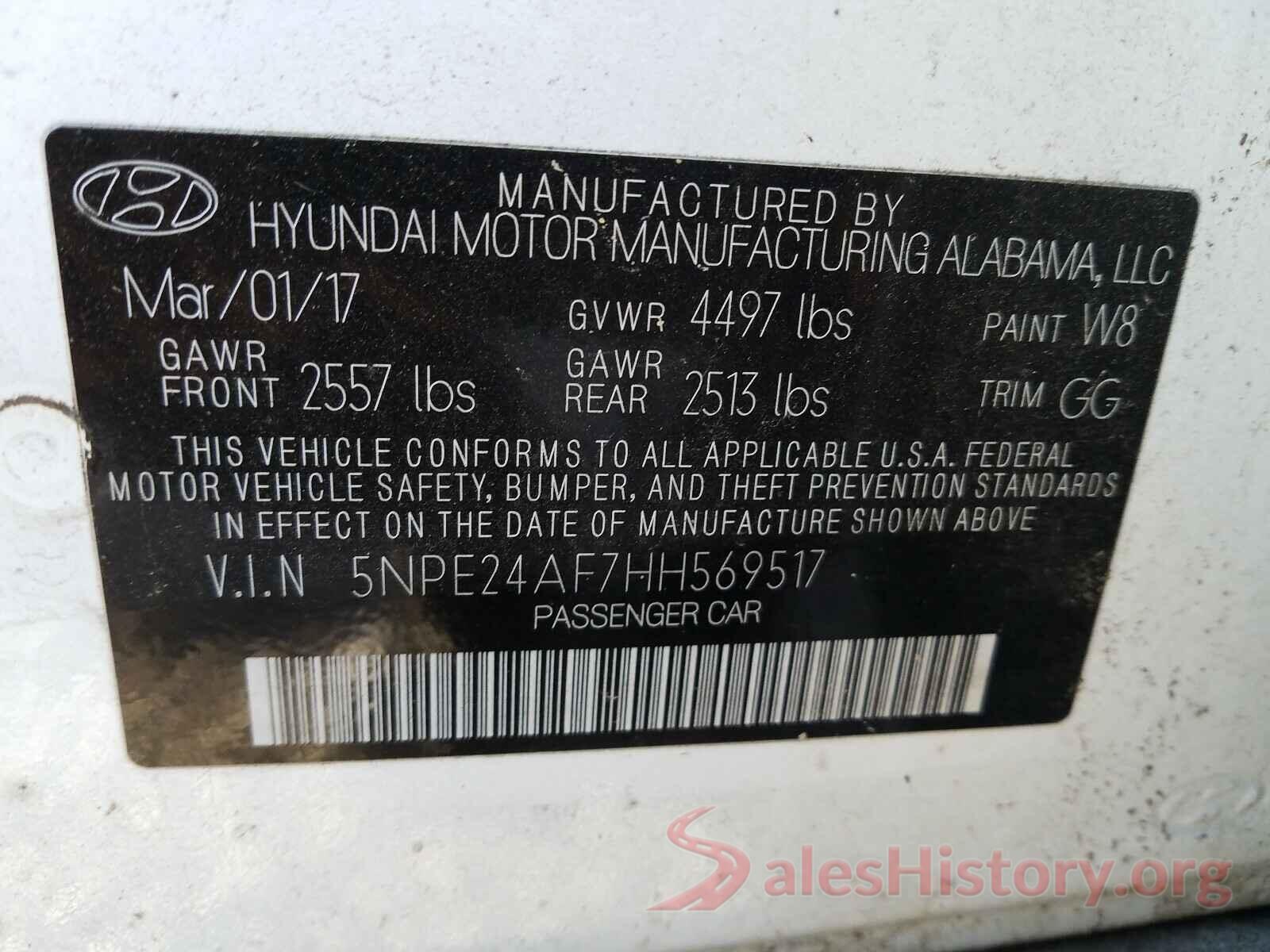 5NPE24AF7HH569517 2017 HYUNDAI SONATA