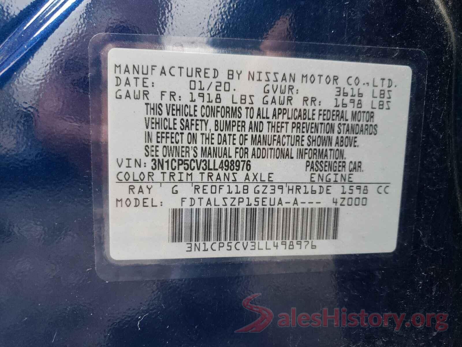 3N1CP5CV3LL498976 2020 NISSAN KICKS