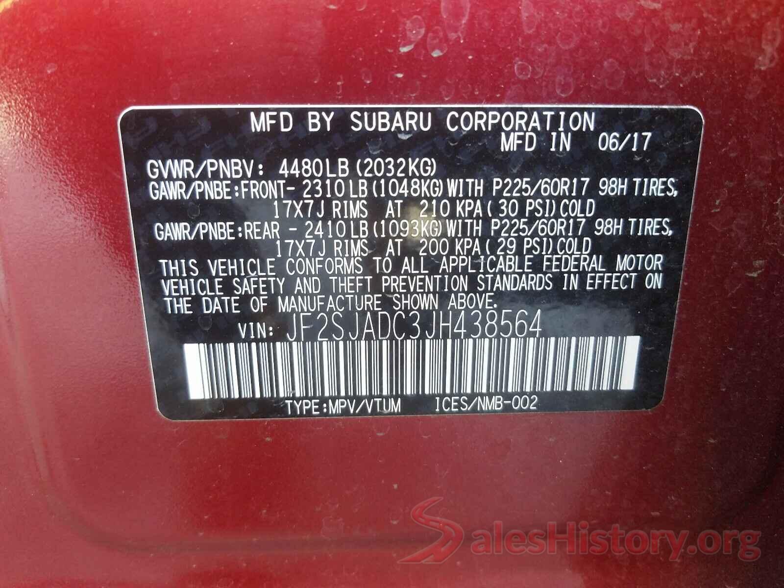 JF2SJADC3JH438564 2018 SUBARU FORESTER