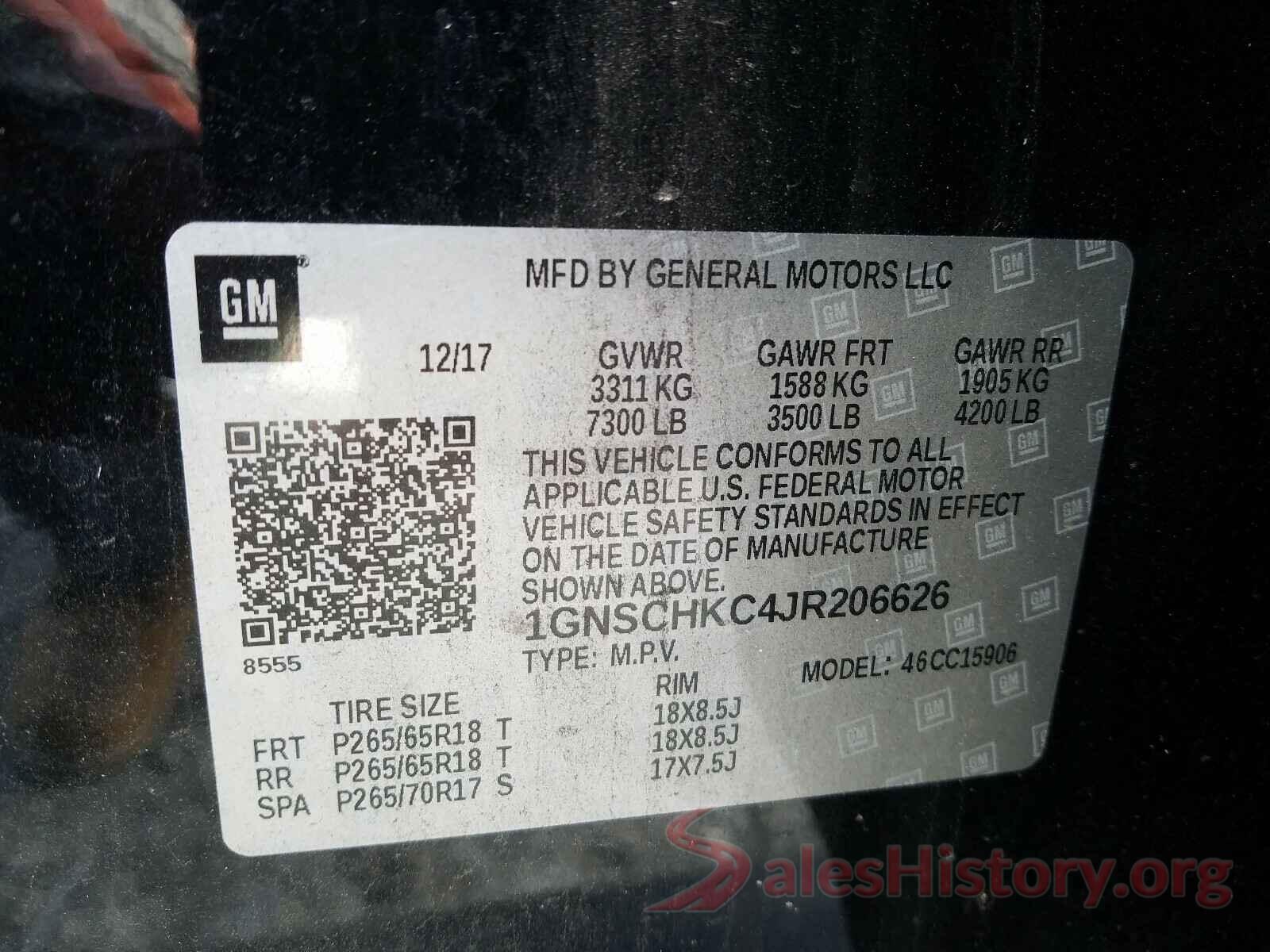 1GNSCHKC4JR206626 2018 CHEVROLET SUBURBAN