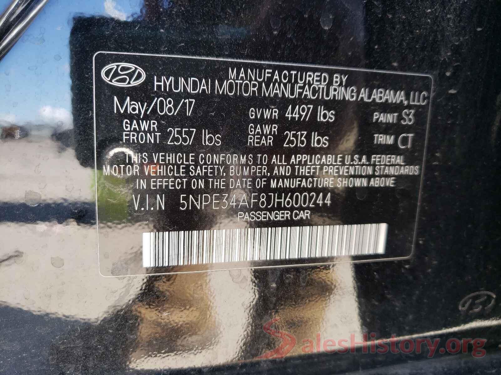 5NPE34AF8JH600244 2018 HYUNDAI SONATA