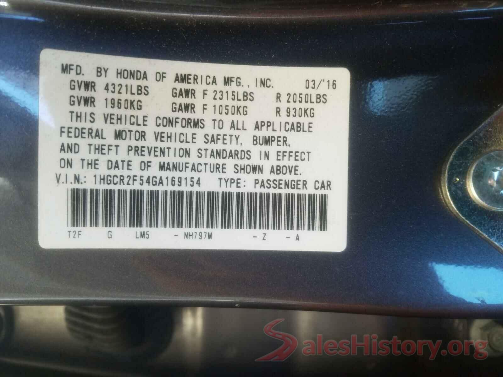 1HGCR2F54GA169154 2016 HONDA ACCORD