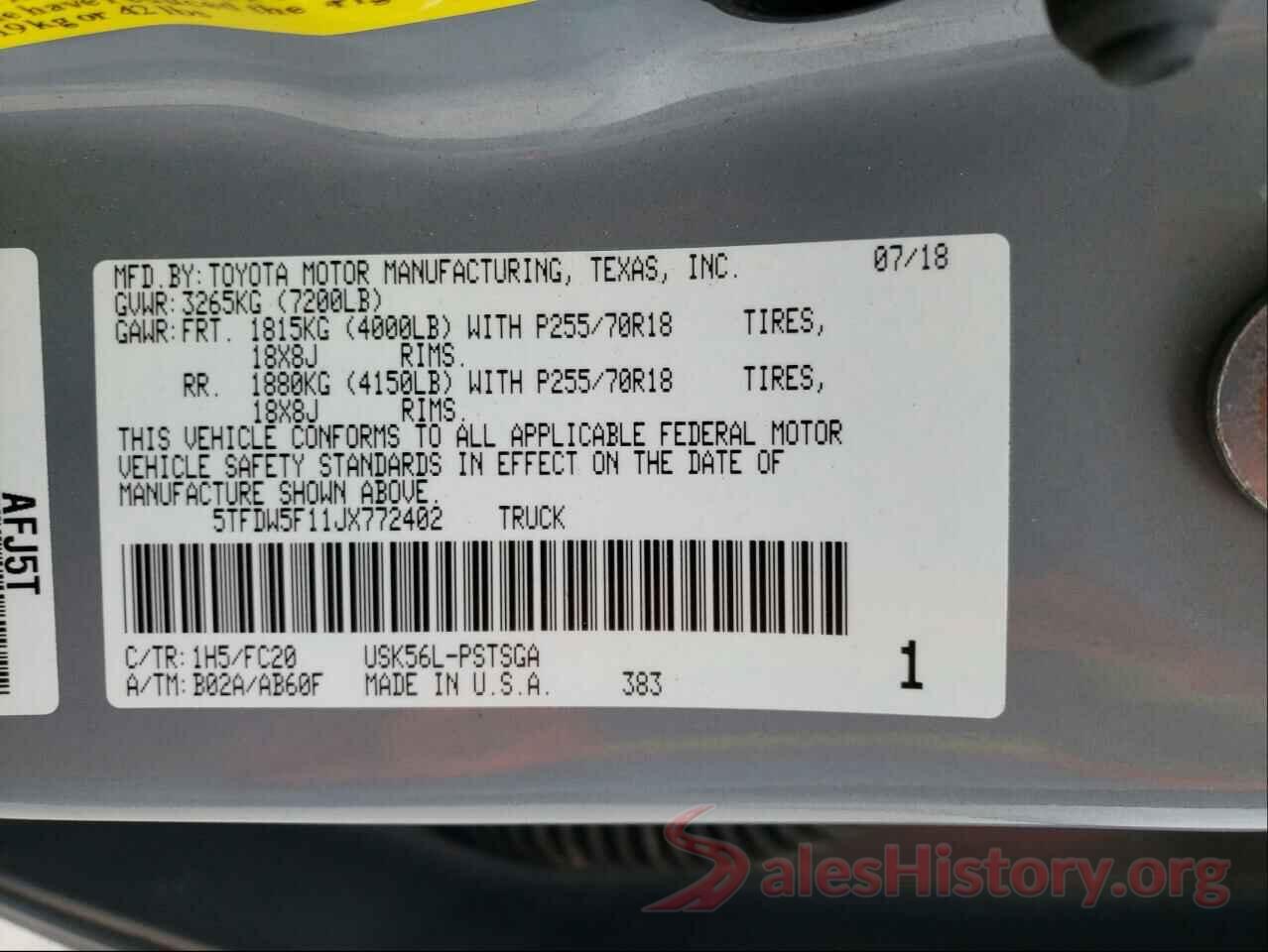 5TFDW5F11JX772402 2018 TOYOTA TUNDRA