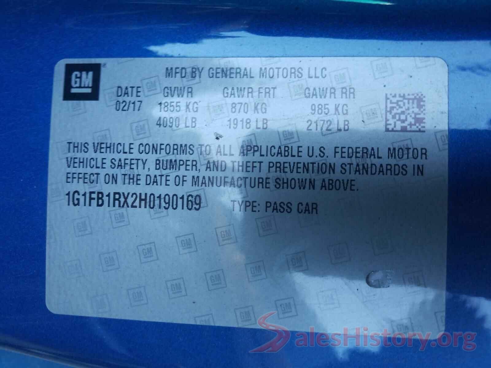 1G1FB1RX2H0190169 2017 CHEVROLET CAMARO