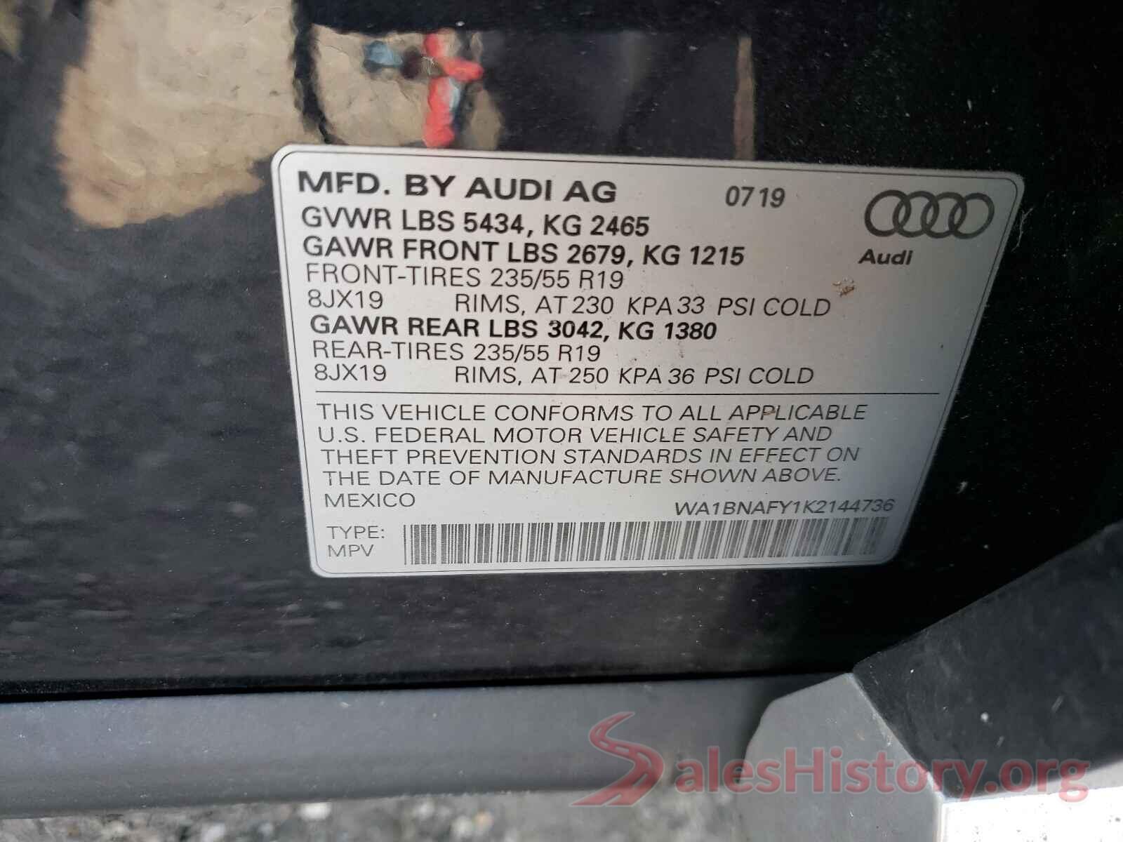 WA1BNAFY1K2144736 2019 AUDI Q5