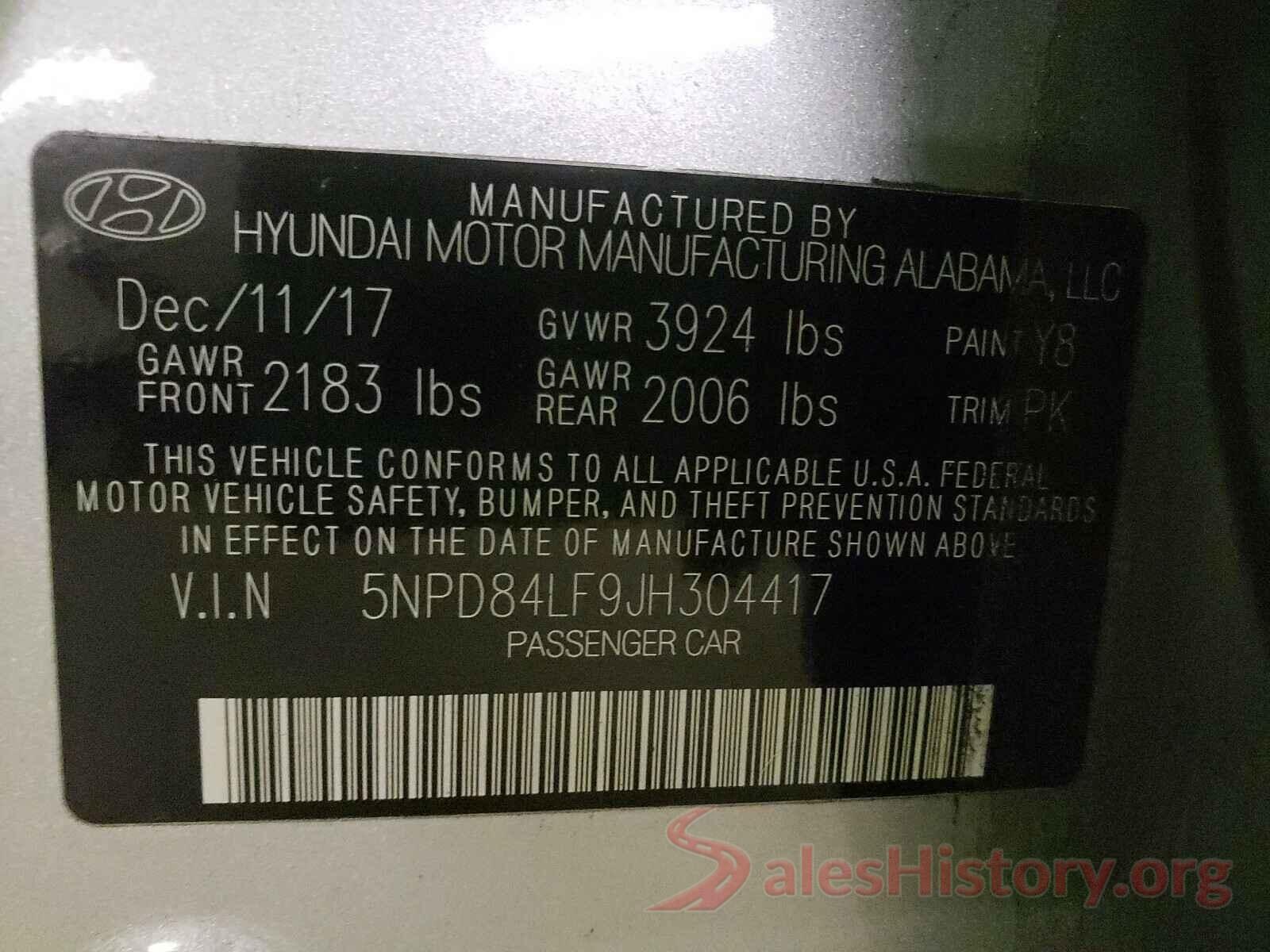 5NPD84LF9JH304417 2018 HYUNDAI ELANTRA