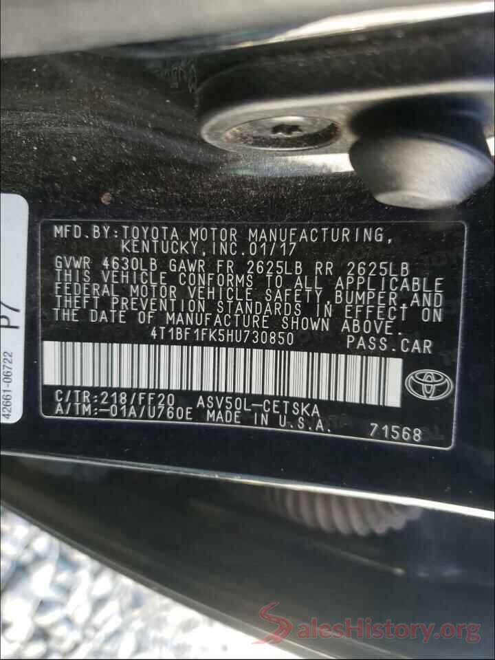 4T1BF1FK5HU730850 2017 TOYOTA CAMRY