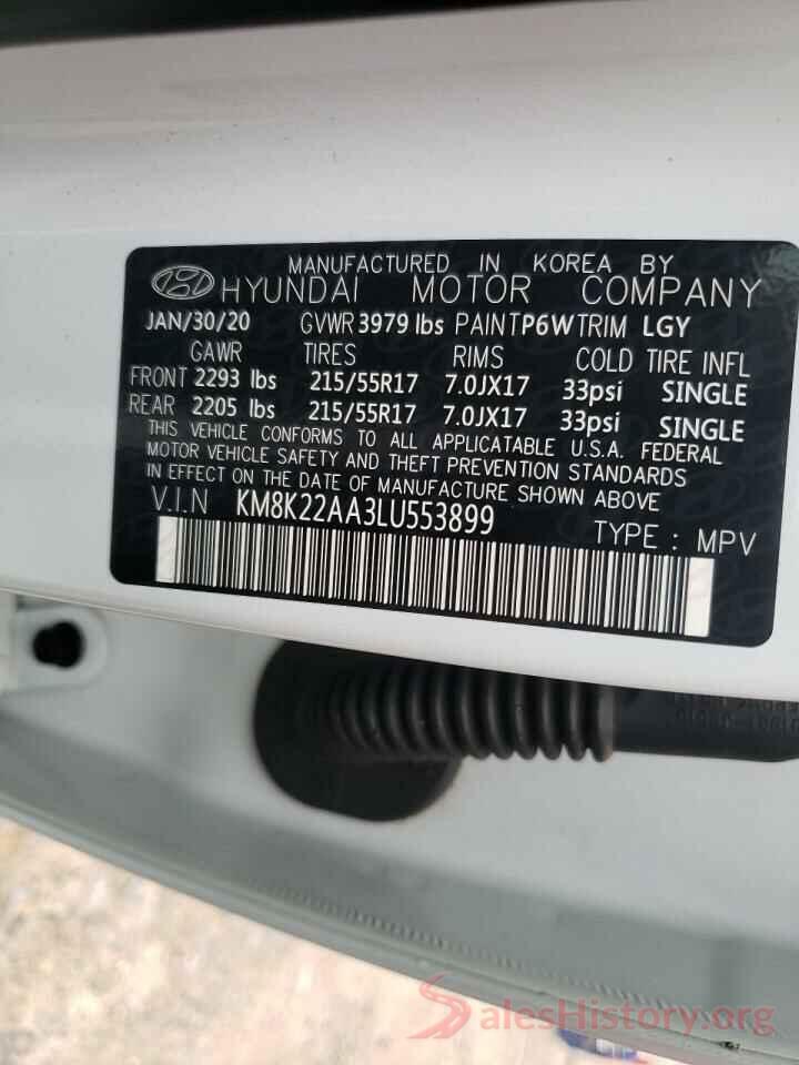 KM8K22AA3LU553899 2020 HYUNDAI KONA