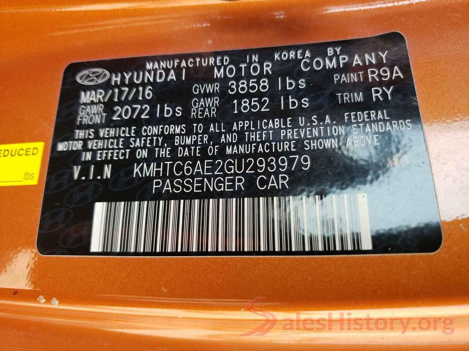 KMHTC6AE2GU293979 2016 HYUNDAI VELOSTER