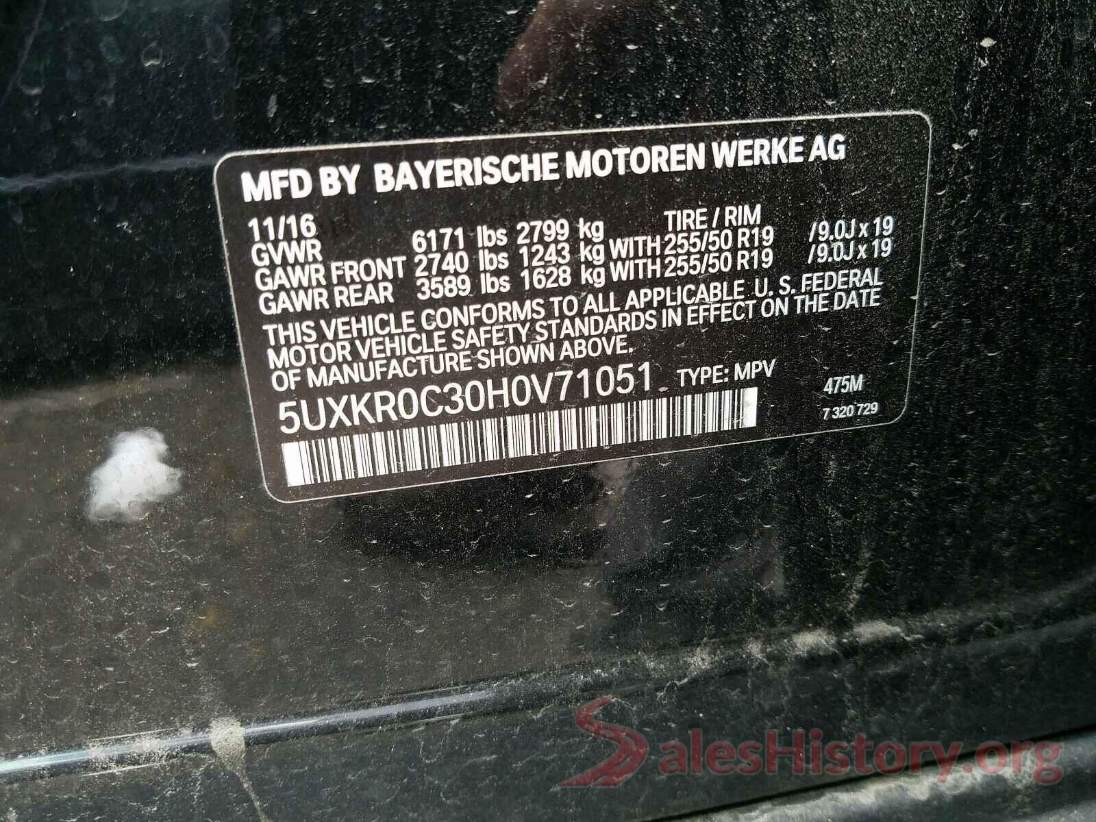 5UXKR0C30H0V71051 2017 BMW X5