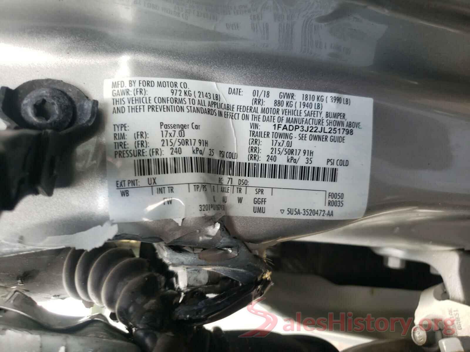 1FADP3J22JL251798 2018 FORD FOCUS