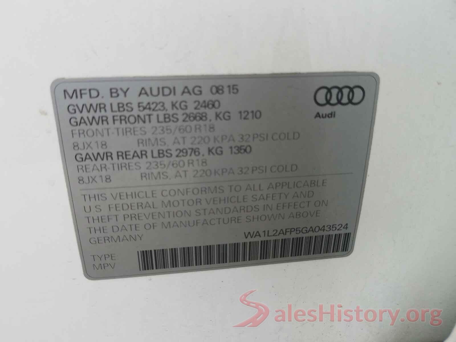 WA1L2AFP5GA043524 2016 AUDI Q5