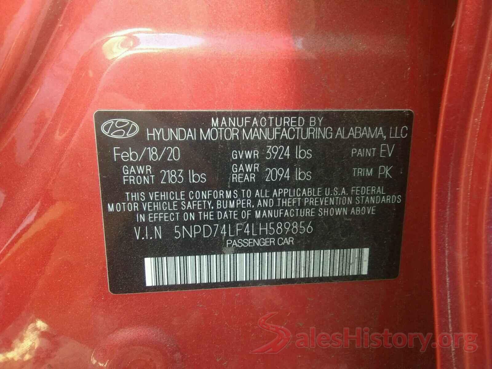 5NPD74LF4LH589856 2020 HYUNDAI ELANTRA