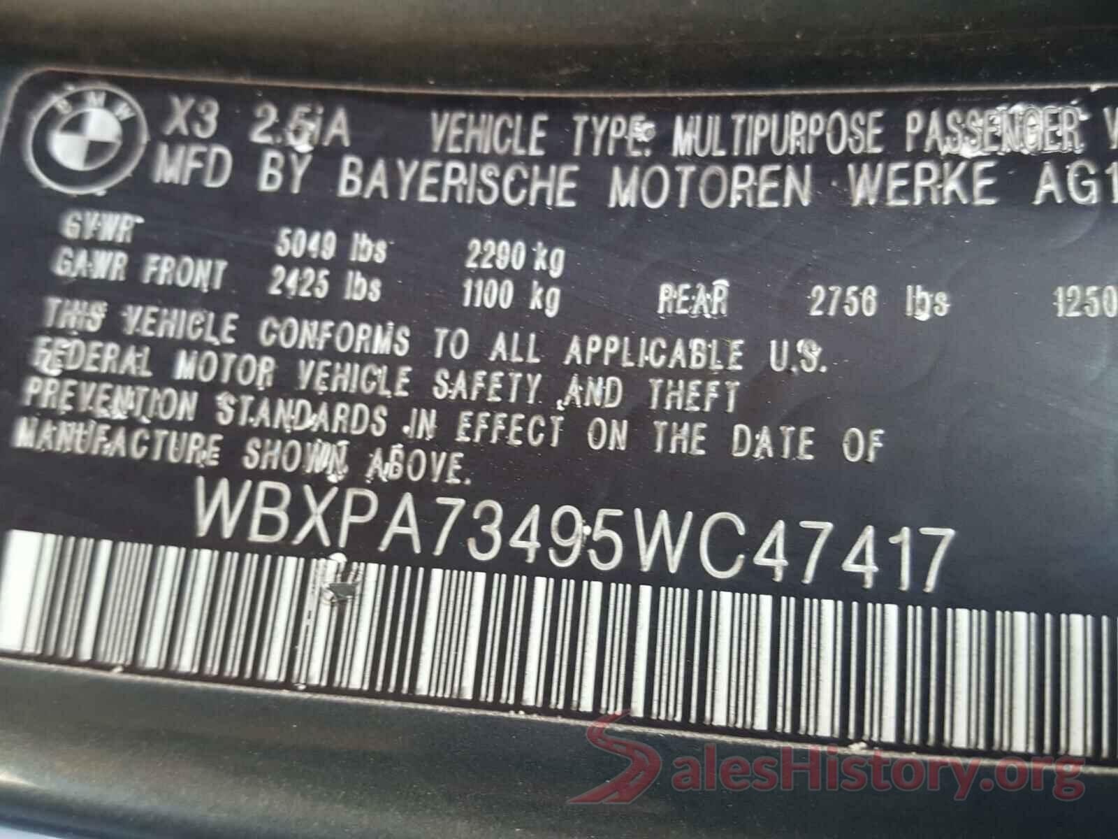 WBXPA73495WC47417 2005 BMW X3