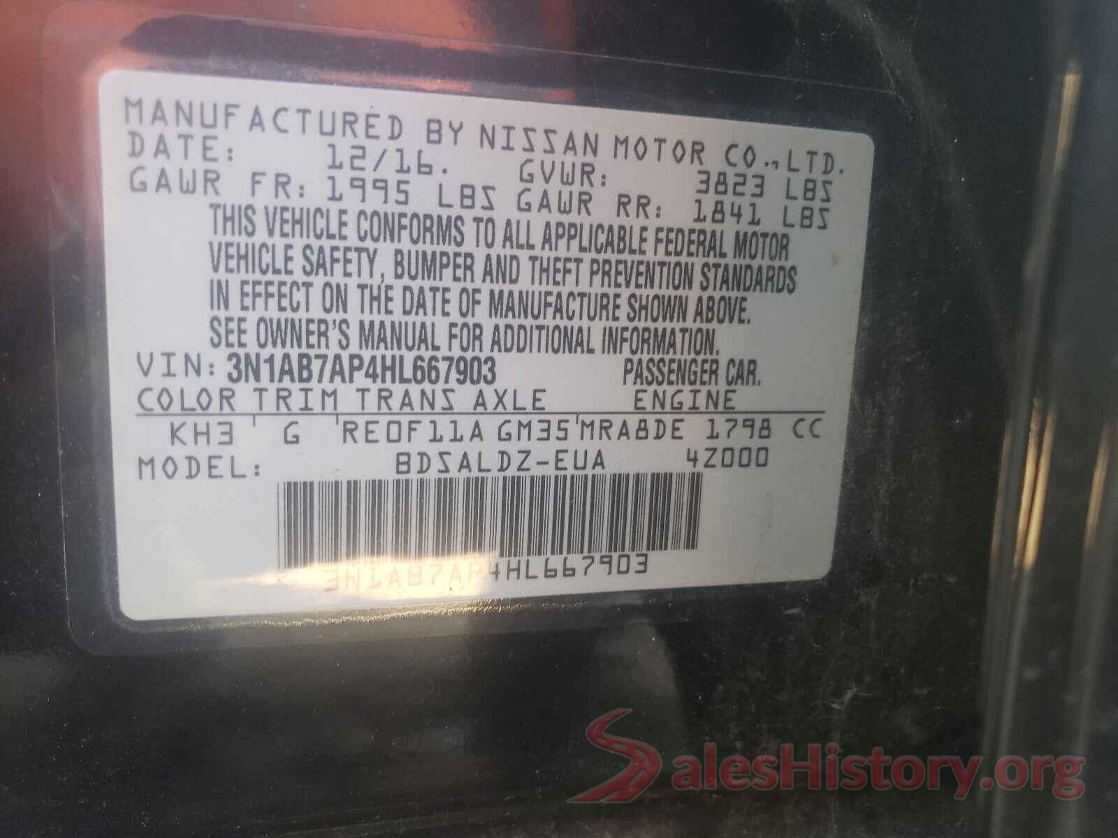 3N1AB7AP4HL667903 2017 NISSAN SENTRA