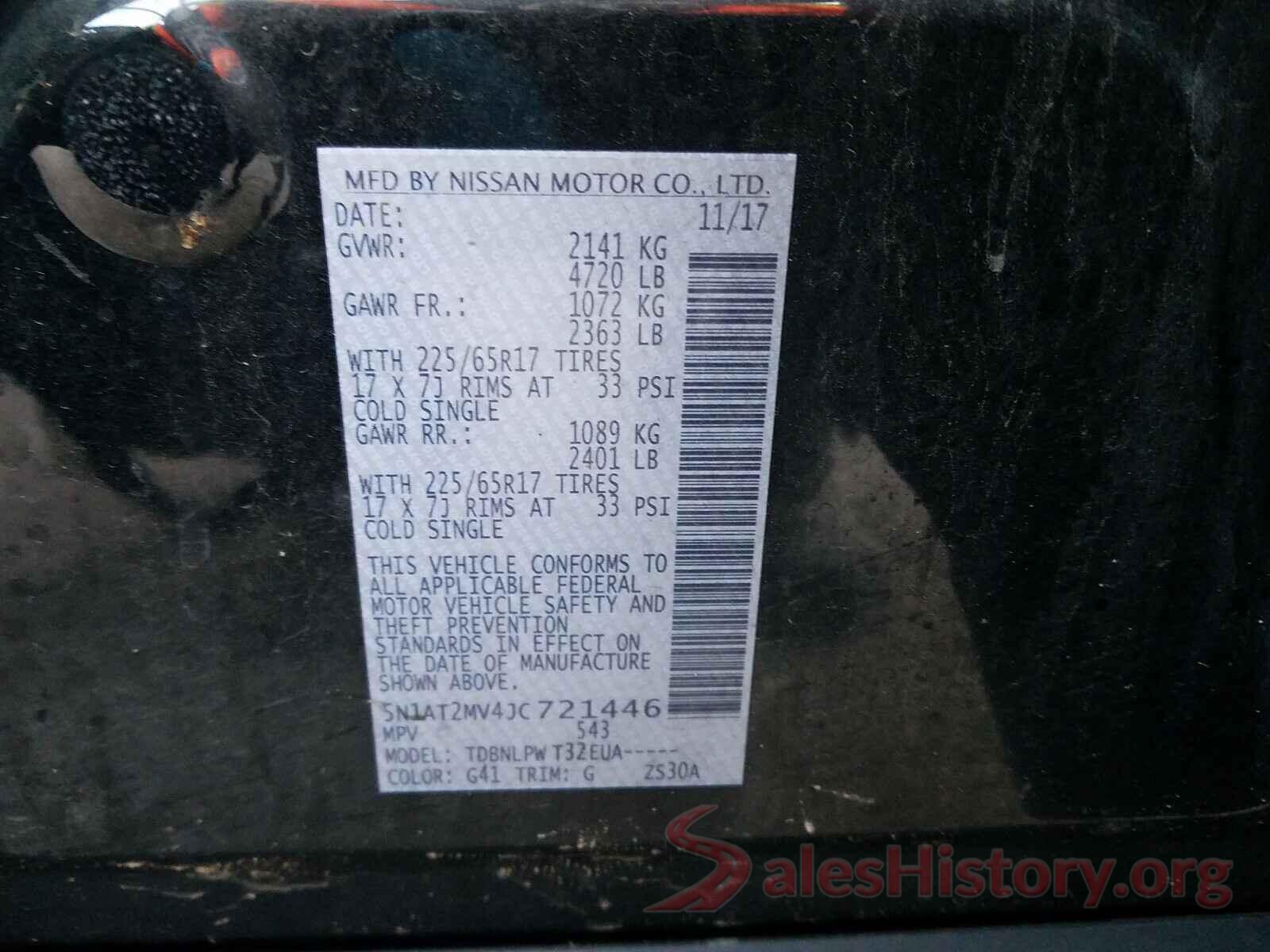 5N1AT2MV4JC721446 2018 NISSAN ROGUE