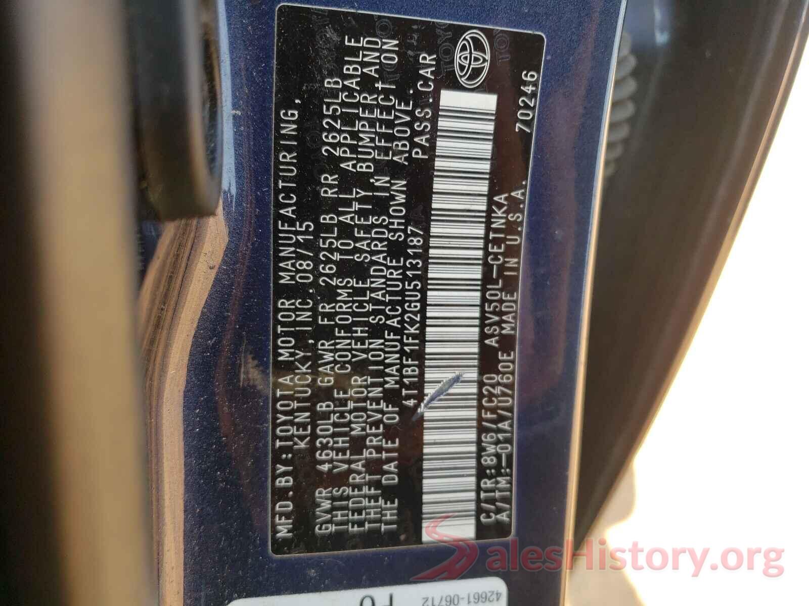 4T1BF1FK2GU513187 2016 TOYOTA CAMRY