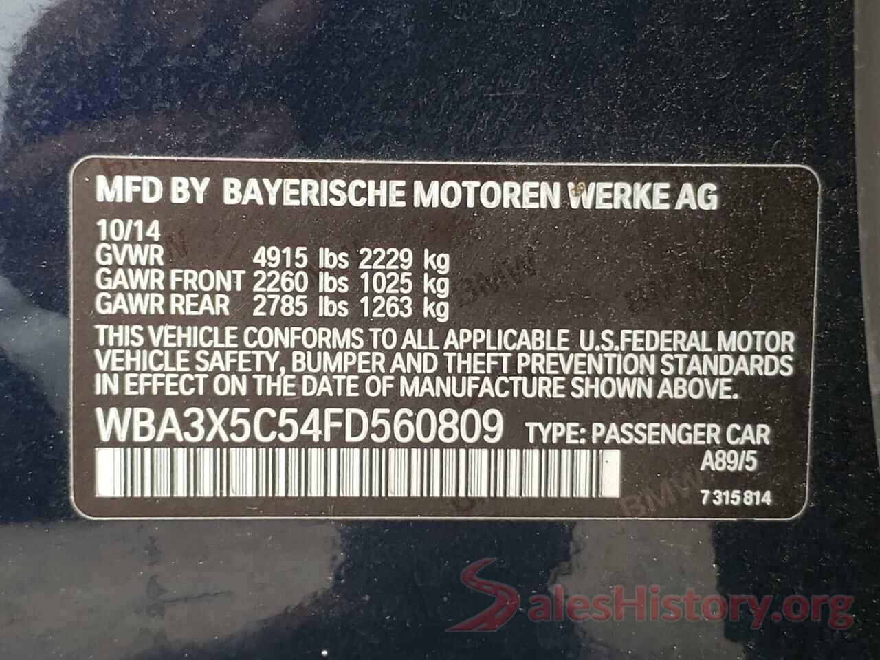 WBA3X5C54FD560809 2015 BMW 3 SERIES