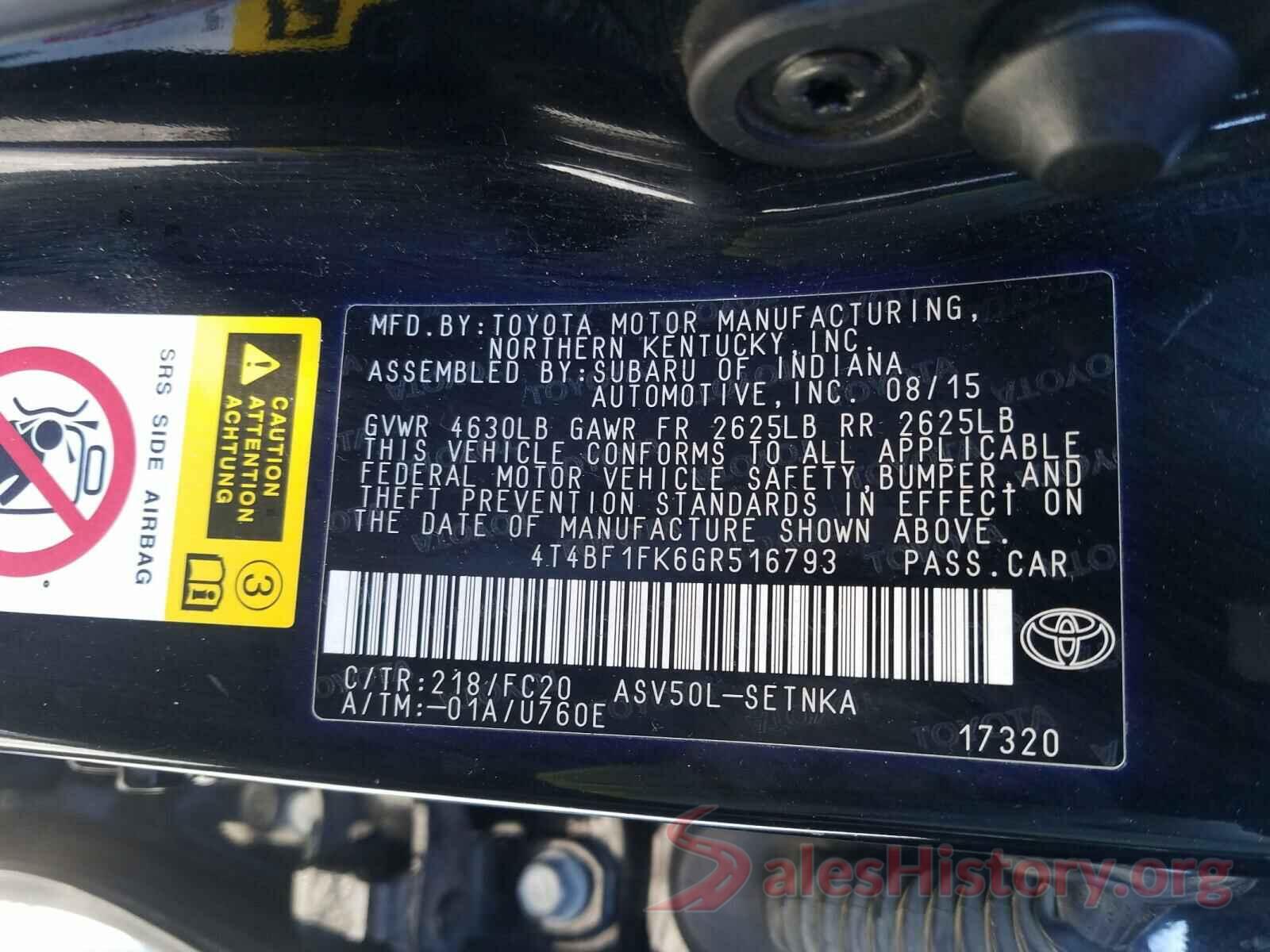 4T4BF1FK6GR516793 2016 TOYOTA CAMRY