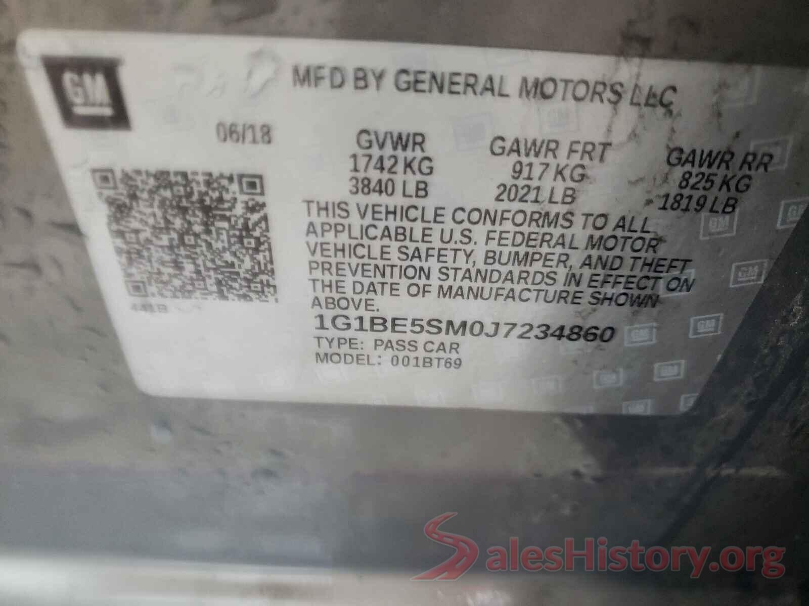 1G1BE5SM0J7234860 2018 CHEVROLET CRUZE