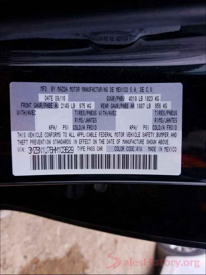 3MZBN1U76HM103629 2017 MAZDA 3