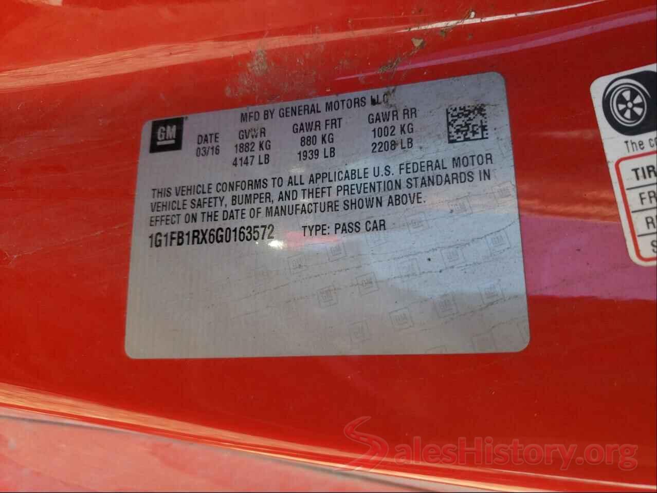 1G1FB1RX6G0163572 2016 CHEVROLET CAMARO