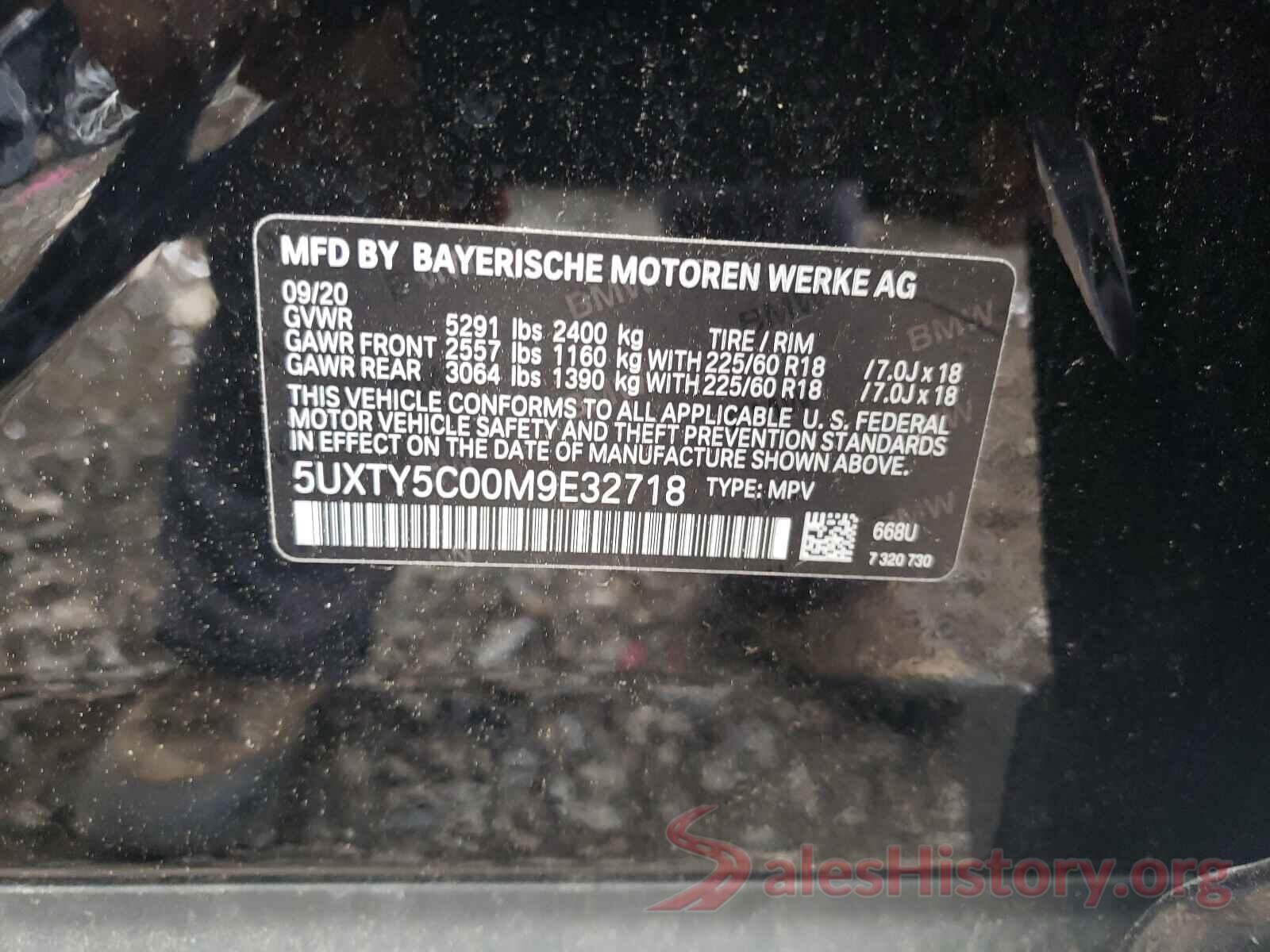 5UXTY5C00M9E32718 2021 BMW X3