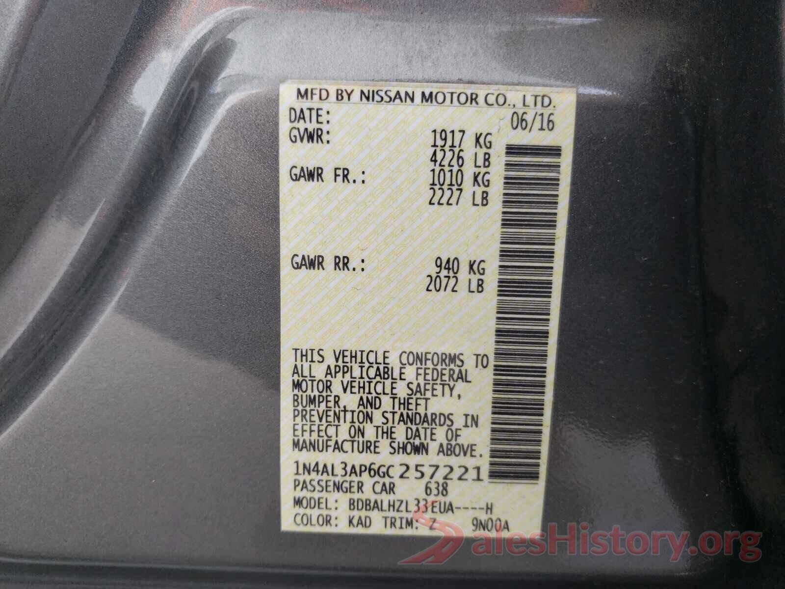 1N4AL3AP6GC257221 2016 NISSAN ALTIMA