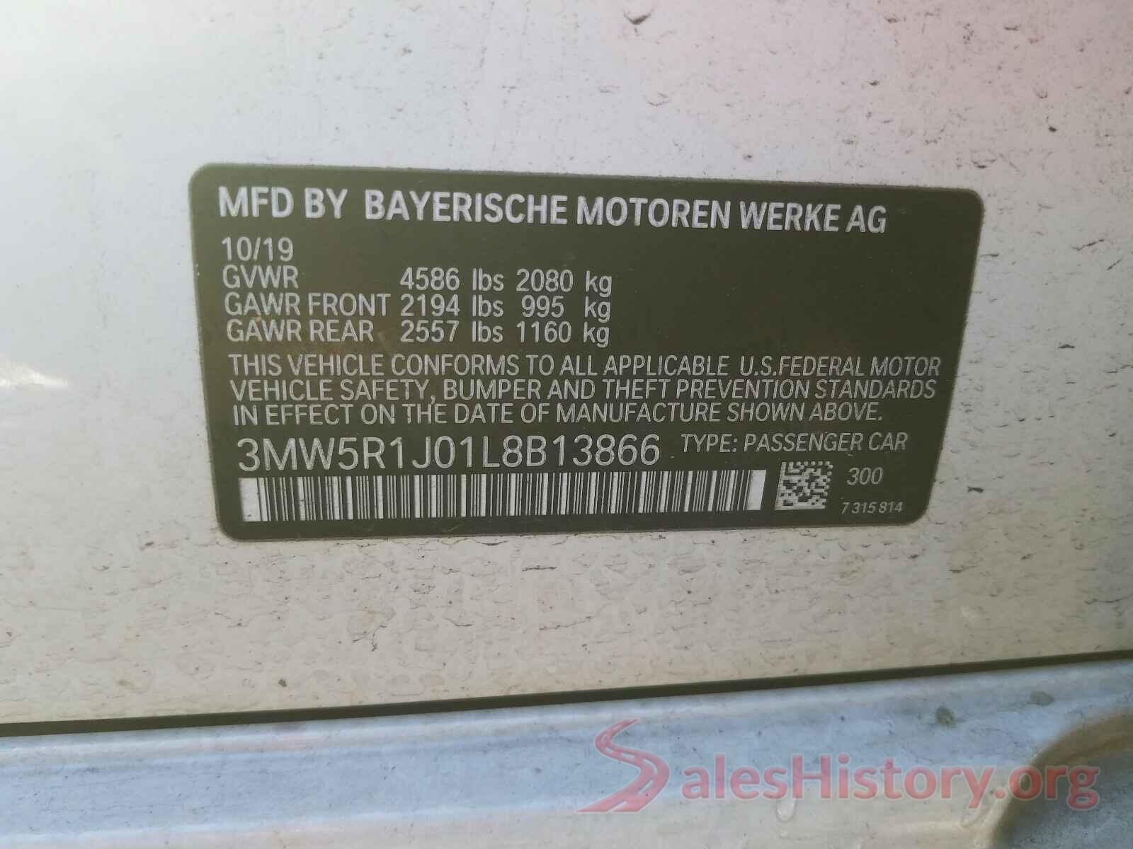 3MW5R1J01L8B13866 2020 BMW 3 SERIES