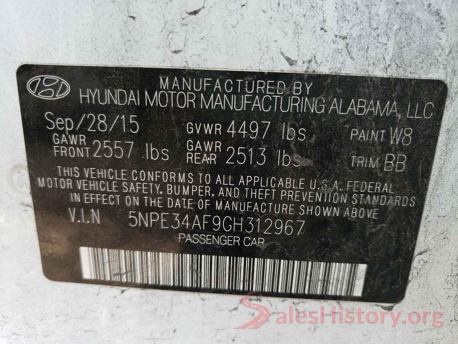 5NPE34AF9GH312967 2016 HYUNDAI SONATA