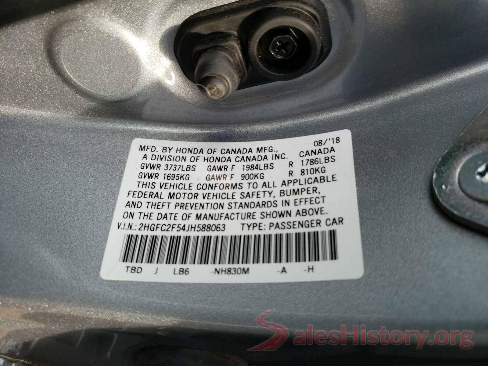 2HGFC2F54JH588063 2018 HONDA CIVIC