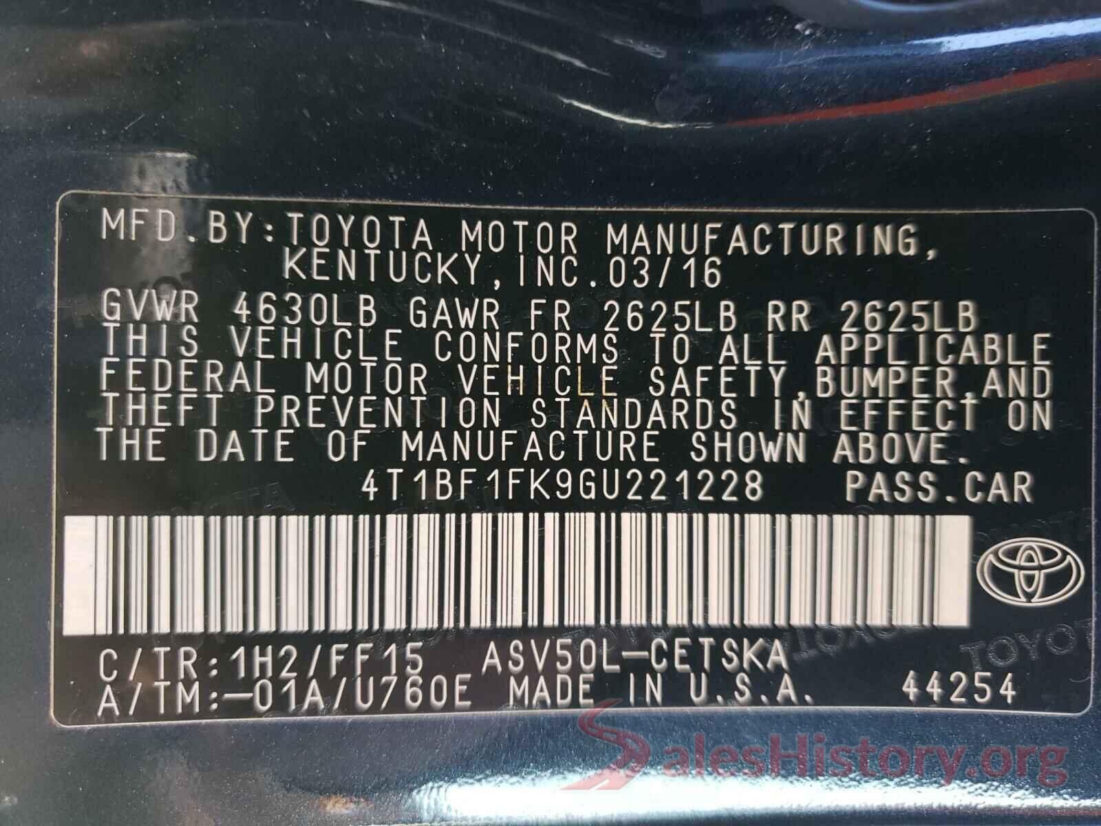 4T1BF1FK9GU221228 2016 TOYOTA CAMRY