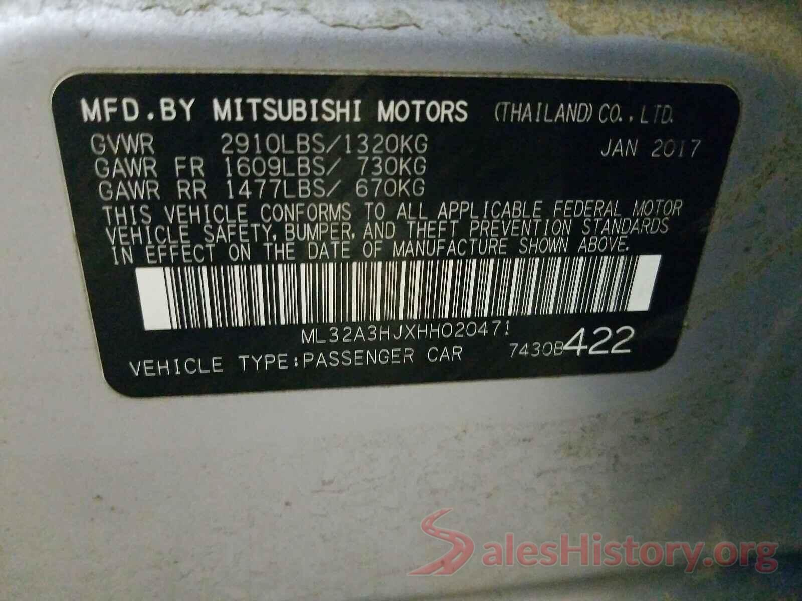 ML32A3HJXHH020471 2017 MITSUBISHI MIRAGE