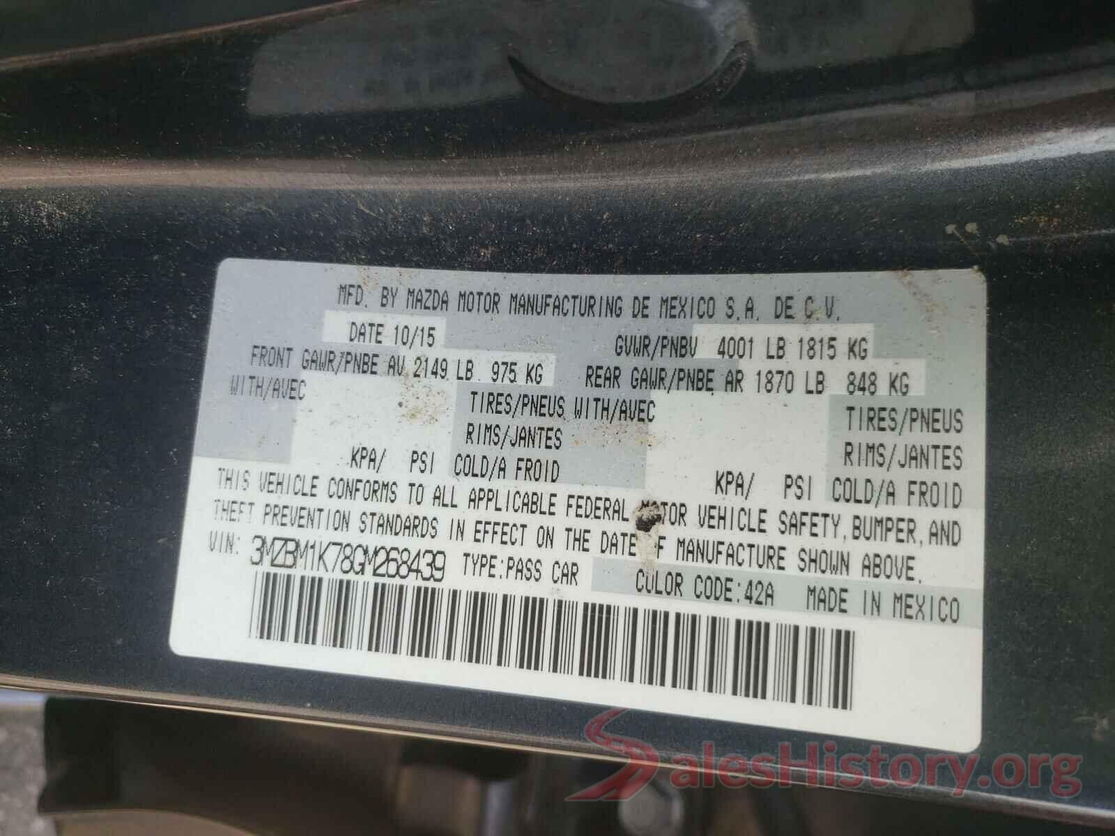 3MZBM1K78GM268439 2016 MAZDA 3