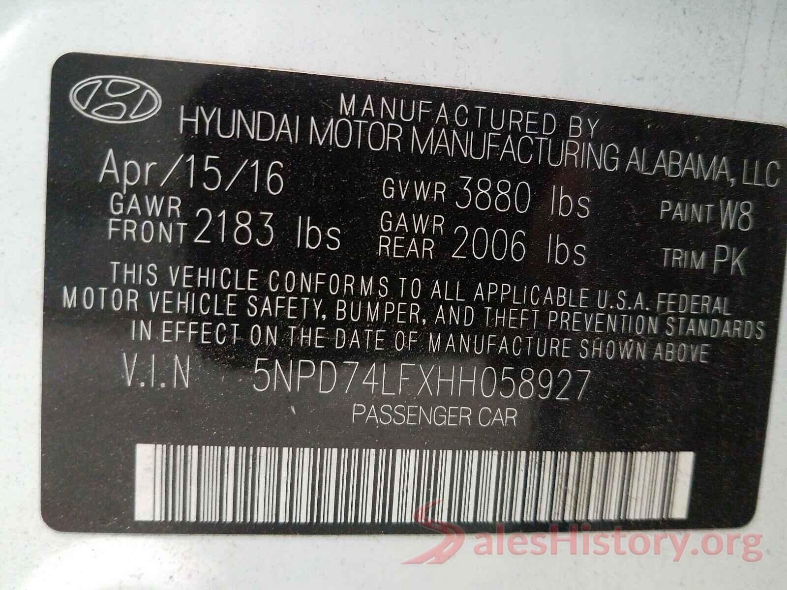 5NPD74LFXHH058927 2017 HYUNDAI ELANTRA