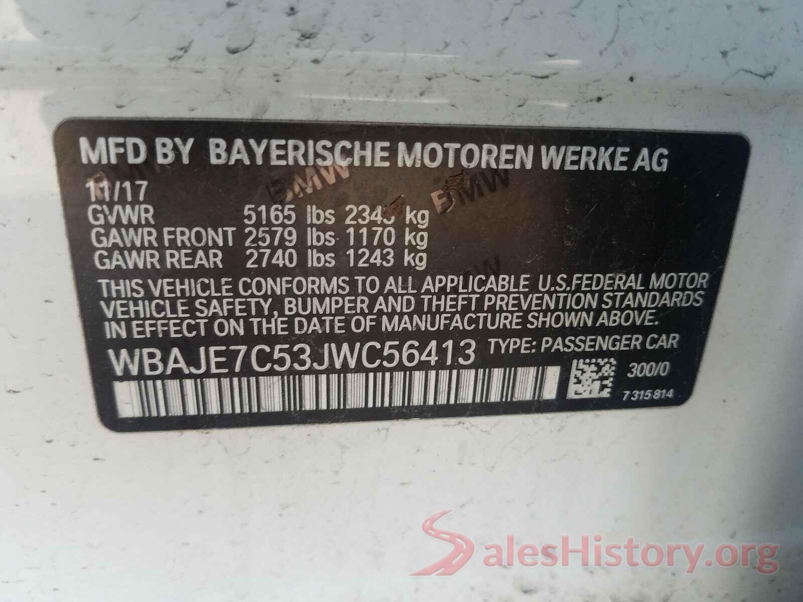 WBAJE7C53JWC56413 2018 BMW 5 SERIES