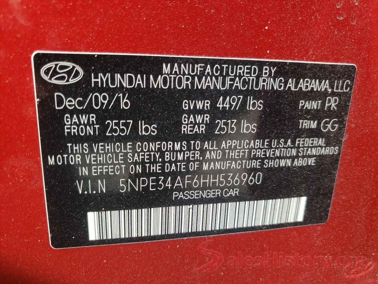 5NPE34AF6HH536960 2017 HYUNDAI SONATA