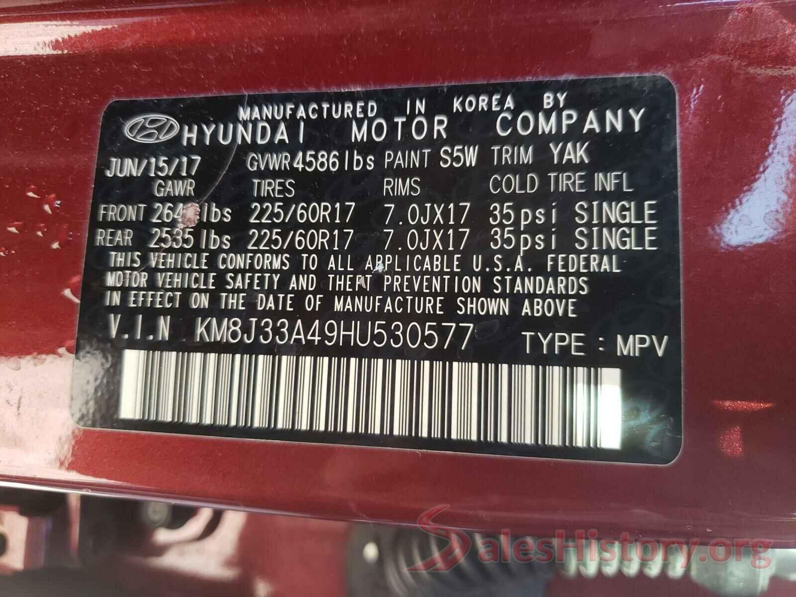 KM8J33A49HU530577 2017 HYUNDAI TUCSON