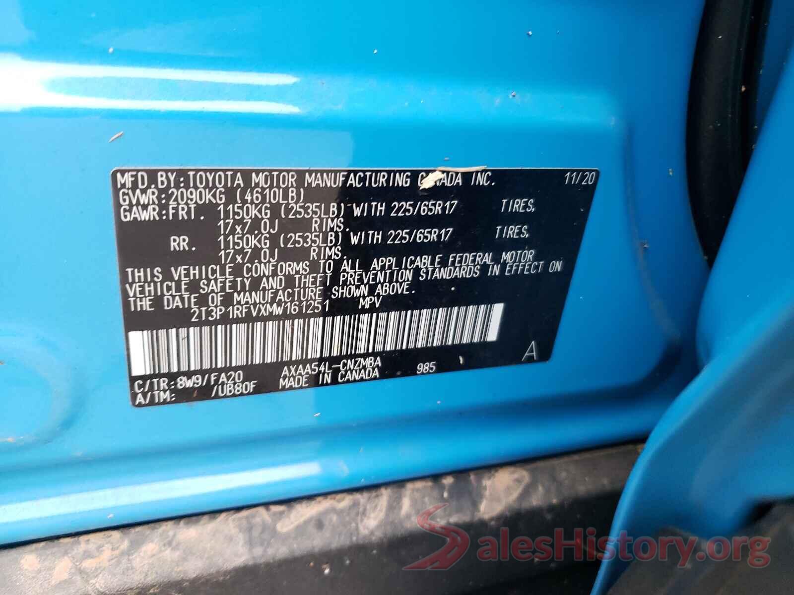 2T3P1RFVXMW161251 2021 TOYOTA RAV4