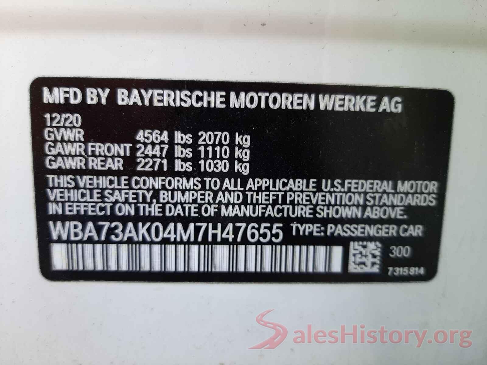 WBA73AK04M7H47655 2021 BMW 2 SERIES